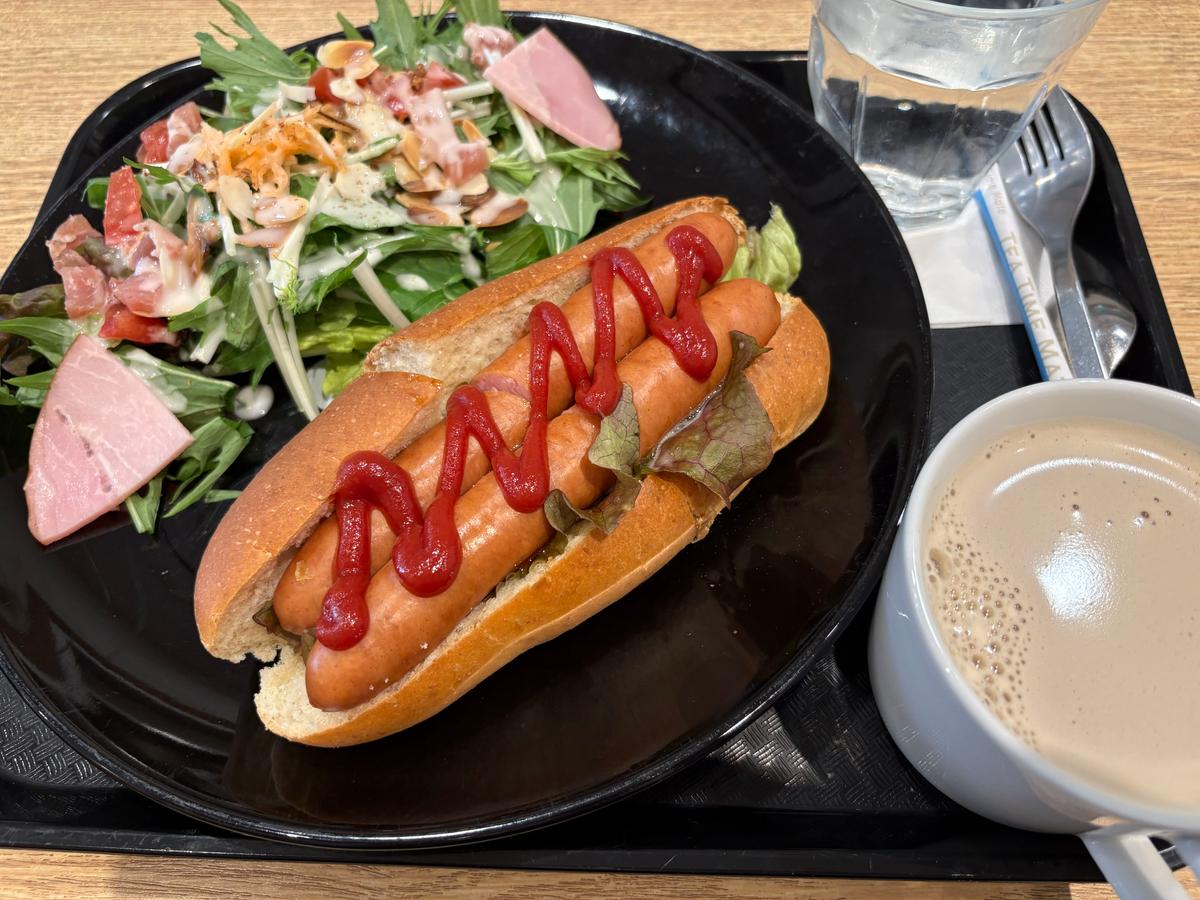 ホットドッグダブル(マスタード抜き)サラダセット