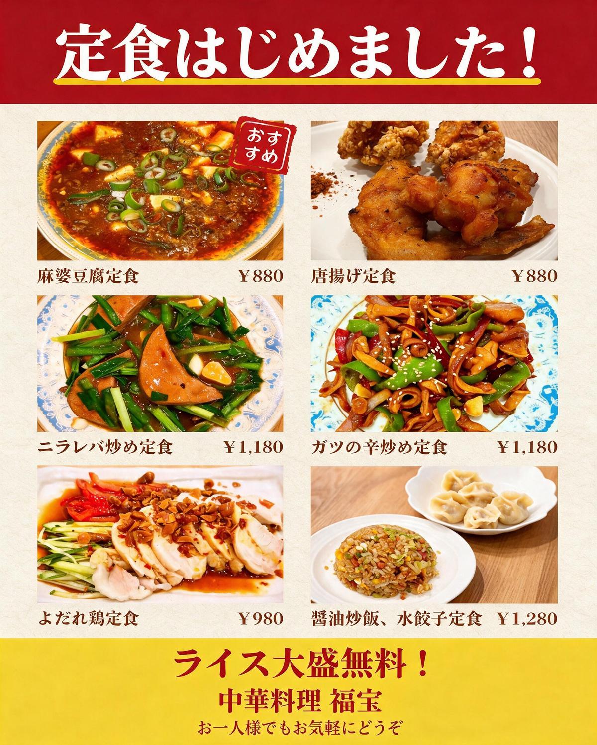 定食始めました！！