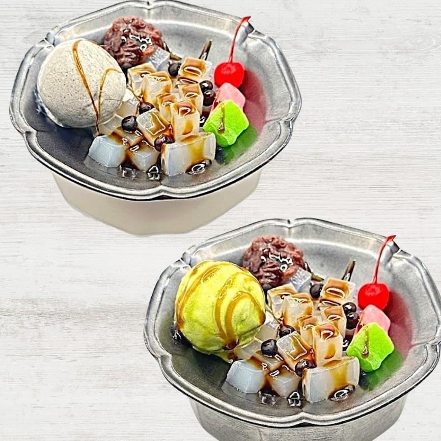 8ppyな新スイーツが登場しました！【抹茶アイスクリームあんみつ】＆【黒ごまアイスクリームあんみつ】