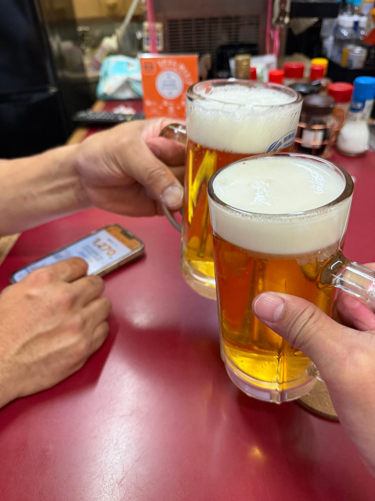 生で乾杯