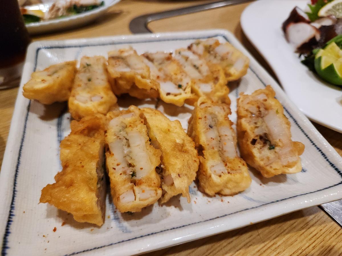 蓮根のはさみ揚げはサクサク