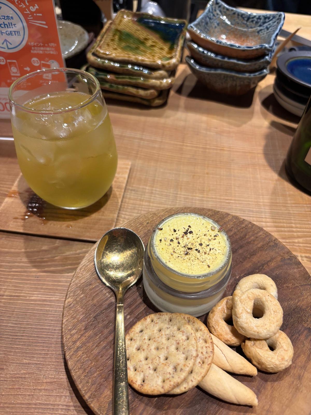 たんかんクリームチーズと知覧茶割り